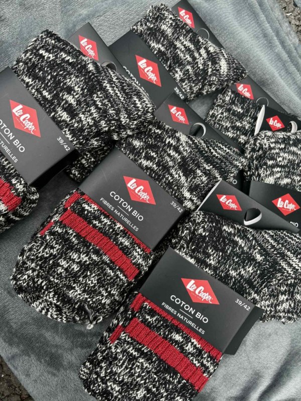 6 paires de CHAUSSETTES COTON BIO LEE COOPER NOIRE ET ROUGE 39/42