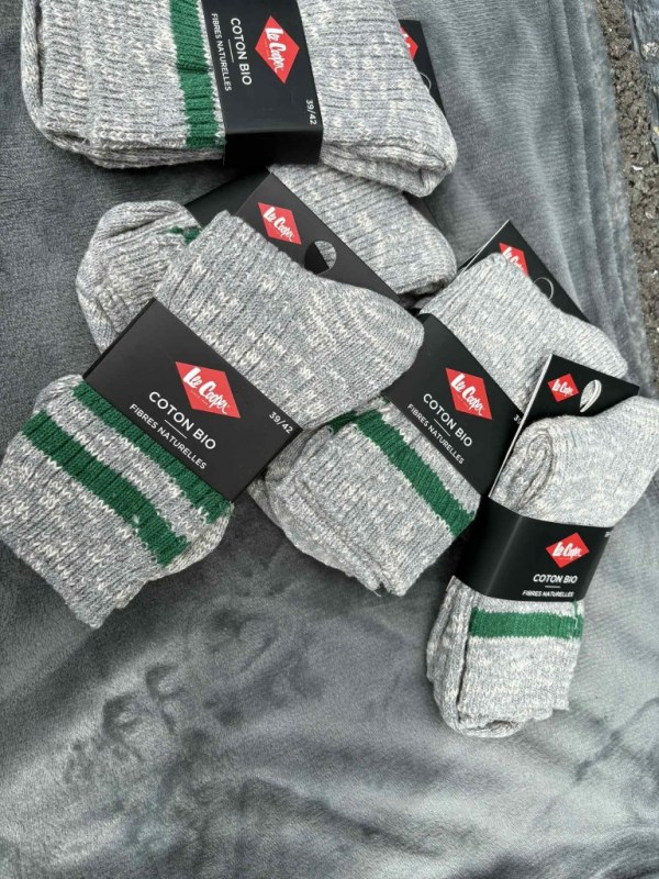 6 paires de CHAUSSETTES COTON BIO LEE COOPER gris et verre 39*42